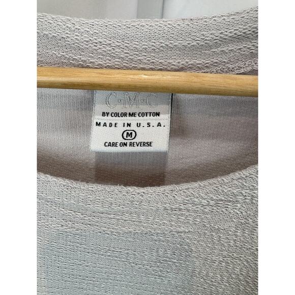 CMC COLOR ME COTTON M Textured Knit Pullover Top 3/4 Sleeve Hi Low Hem Gray USA - Picture 4 of 6